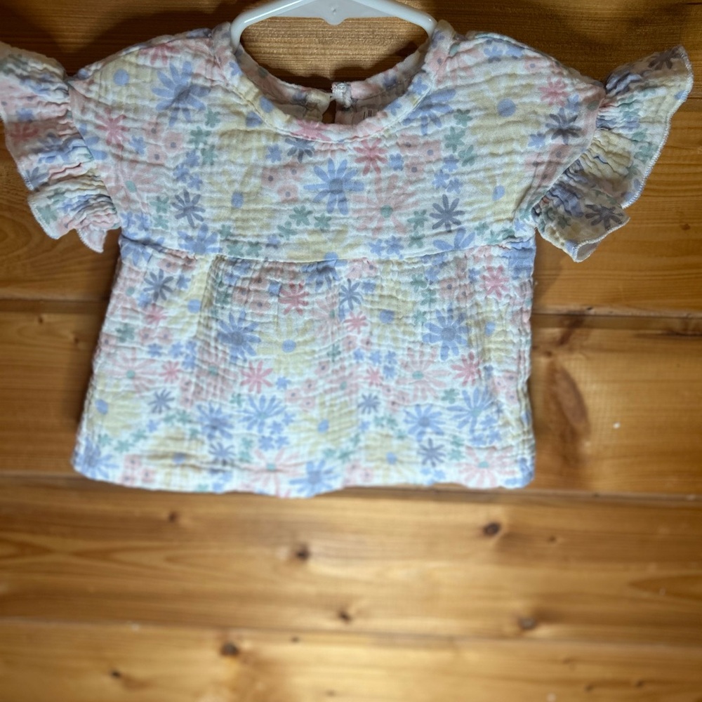 Charming Kids Floral Blouse with Ruffle Sleeves
